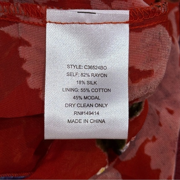 Johnny Was Bias Dress Bobcat Forest Silk Blend Red Floral Maxi SZ XS $575 NWT - Picture 6 of 16